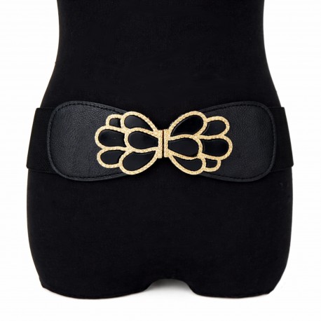 Stretchgürtel schwarz silber Taillengürtel elastischer Gürtel 75 - 95