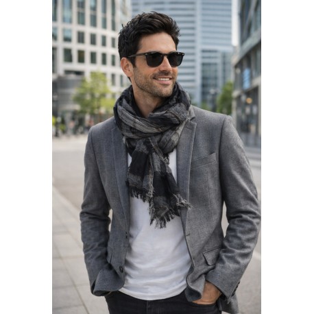 Herrenschal schwarz grau