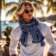Herrenschal blau weiß maritim Streifen unisex