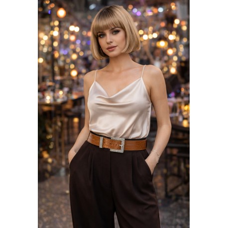 Stretchgürtel rot silber Damen Gürtel Statement Schnalle 75-100 cm