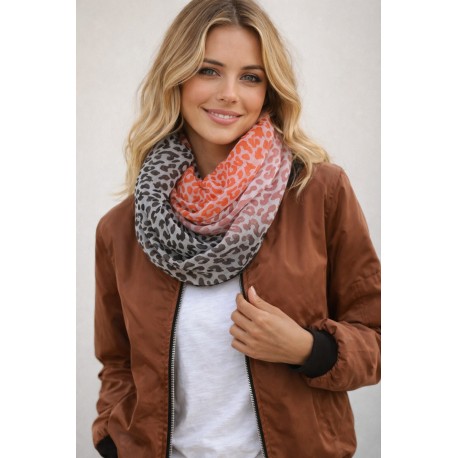 Loop Leopard bunt blau orange rosa gelb braun türkis leichter Schal