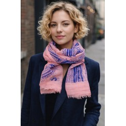 Damenschal lachs blau