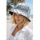 Bucket Hat Damen Hut Paisley Blau Schwarz Weiß oder Lila Wendehut