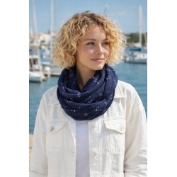Maritimer Loop blau weiß Anker Motiv Schal Schlauchschal Rundschal