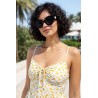 Sonnenbrille schwarz Perle große ovale Gläser Statement Retro Look