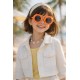 Kinder Mädchen Sonnenbrille orange UV400 Kat 3 Blume Gläser grau im Etui