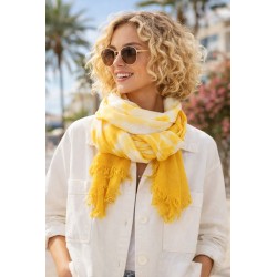 Breiter Damenschal gelb Batik Ibiza Style