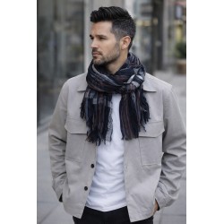 Herrenschal Blau Schwarz Rot oder Grau aus Viskose Streifen Schal