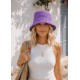 Bucket Hat Blau oder Lila Sommerhut Bast Strohhut leicht + faltbar