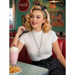 Lange Halskette Anker schwarz silber rosegold maritim Rockabilly