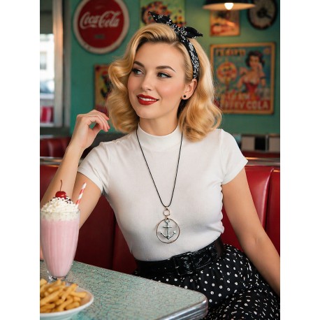 Lange Halskette Anker schwarz silber rosegold