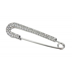 Große Brosche silber weiß Perlen Strass Verschlussnadel für Strickjacken