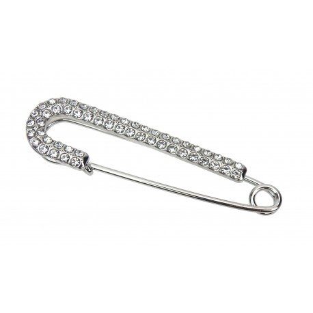 Große Brosche silber weiß Perlen Strass Verschlussnadel für Strickjacken