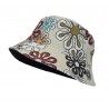 Bucket Hat Blumen beige bunt Wendehut schwarz Sommerhut 56 - 58 cm