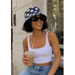 Bucket Hat Punkte schwarz weiss oder rosa Wendehut schwarz Sommerhut 56 - 58 cm