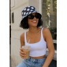 Bucket Hat Punkte schwarz weiss oder rosa Wendehut schwarz Sommerhut 56 - 58 cm