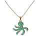 Halskette gold grün Octopus Anhänger maritime kurze Kette Edelstahl