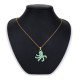 Halskette gold grün Octopus Anhänger maritime kurze Kette Edelstahl