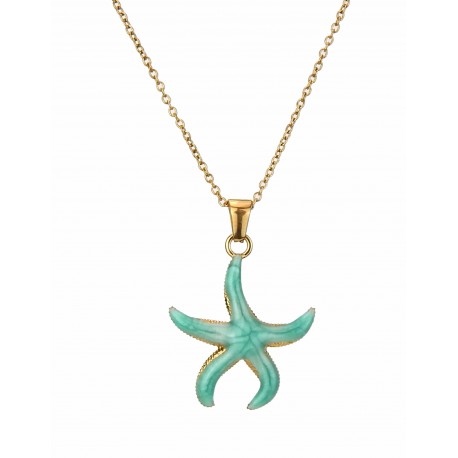 Halskette gold grün Octopus Anhänger maritime kurze Kette Edelstahl