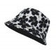Bucket Hat Wendehut Weiss Schwarz o Blau Beige mit Blumen 56 - 58 cm