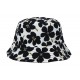 Bucket Hat Wendehut Weiss Schwarz o Blau Beige mit Blumen 56 - 58 cm