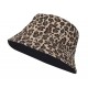 Bucket Hat Damen Leopard Sommerhut Wendehut schwarz uni 56-58 cm
