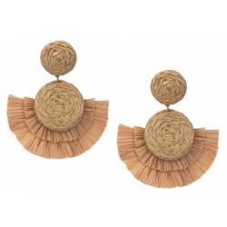 Ella Jonte Ohrringe beige natur Bast Boho Ohrstecker Ibiza Festival Hippie Style