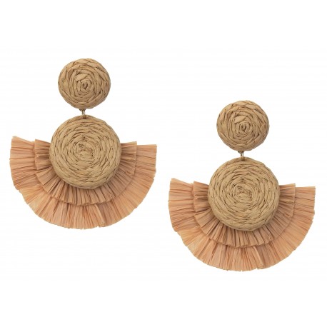 Ella Jonte Ohrringe beige natur Bast Boho Ohrstecker Ibiza Festival Hippie Style