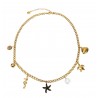 Boho Halskette gold viele Anhänger maritime kurze Kette Edelstahl Ibiza Style