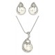 Set Kette und Ohrring silber weiss