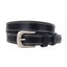 Ledergürtel schwarz weiße Ziernähte schmaler Damen Leder Gürtel 75 - 90 cm