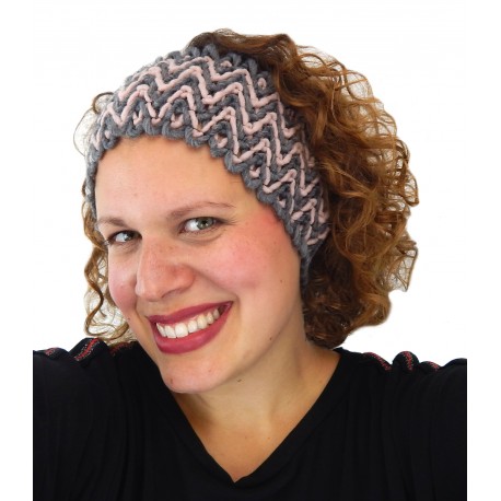 Stirnband grau rosa