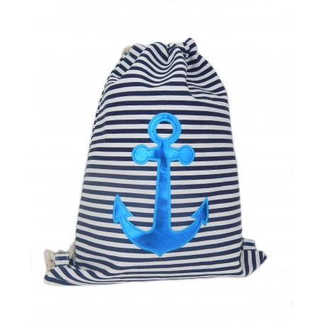 Gymbag Anker weiß blau Streifen