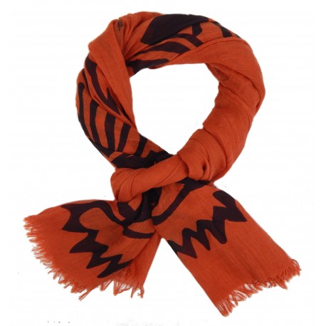 Trendiger leichter Baumwollschal orange mit Tiger-Motiv Schal by Ella Jonte