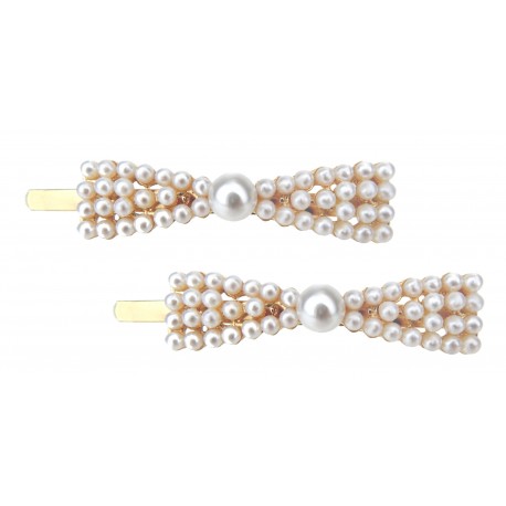 2 X Haarklammer Schleife Perlen