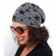 Long Beanie Slouch Mütze 3 Farben Sterne blau grau schwarz Unisex