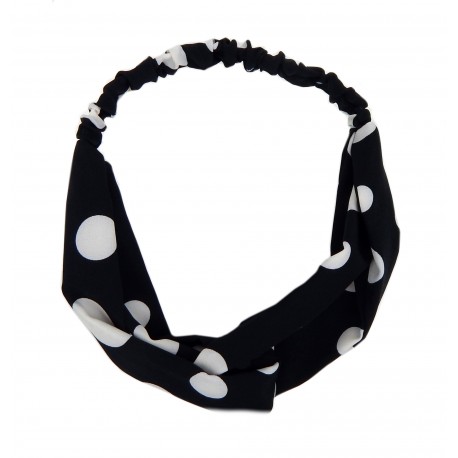Rockabilly Haarband schwarz weiß Punkte Schleife Polka Dots