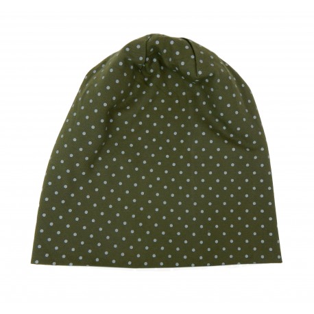 Long Beanie grünivoryPunkte Damen Mütze Frühling Herbst Indoor