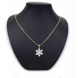 Halskette gold weiß Schneeflocke kurze Kette in Geschenktüte