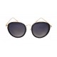 Trend Damen Sonnenbrille schwarz gold ovale Gläser im Etui