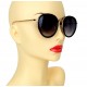 Trend Damen Sonnenbrille schwarz gold ovale Gläser im Etui