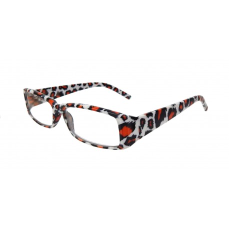 Damen Lesebrille Leopard weiß orange schwarz + 1,0 - + 2,5 dpt
