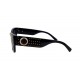 Damen Sonnenbrille schwarz gold mit Nieten im Stoff-Etui
