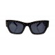 Damen Sonnenbrille schwarz gold mit Nieten im Stoff-Etui
