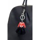 Schlüsselanhänger Kleid silber rot schwarz Perlen Taschenanhänger