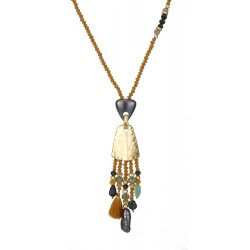 Lange Ethno Hippie Halskette bunt gold oder silber Perlen Boho Ibiza