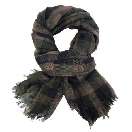 Herrenschal kariert braun blau