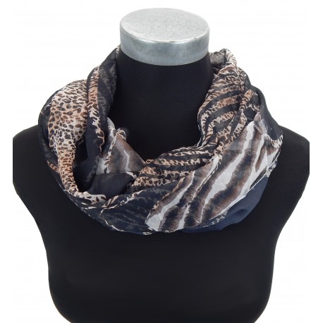 Kleiner leichter Loop braun oder orange Animalprint Leopard Damenschal