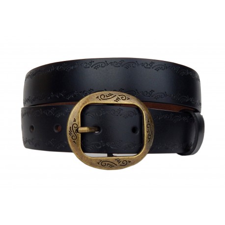 Damen Ledergürtel schwarz Schnalle gold 75 cm - 115 cm Leder Gürtel