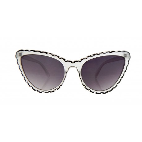 Rockabilly Sonnenbrille transparent schwarz Cat Eye Retro 50er 60er
